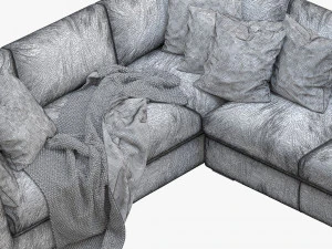 rh modena taper arm l-sectional sofa 3D Model