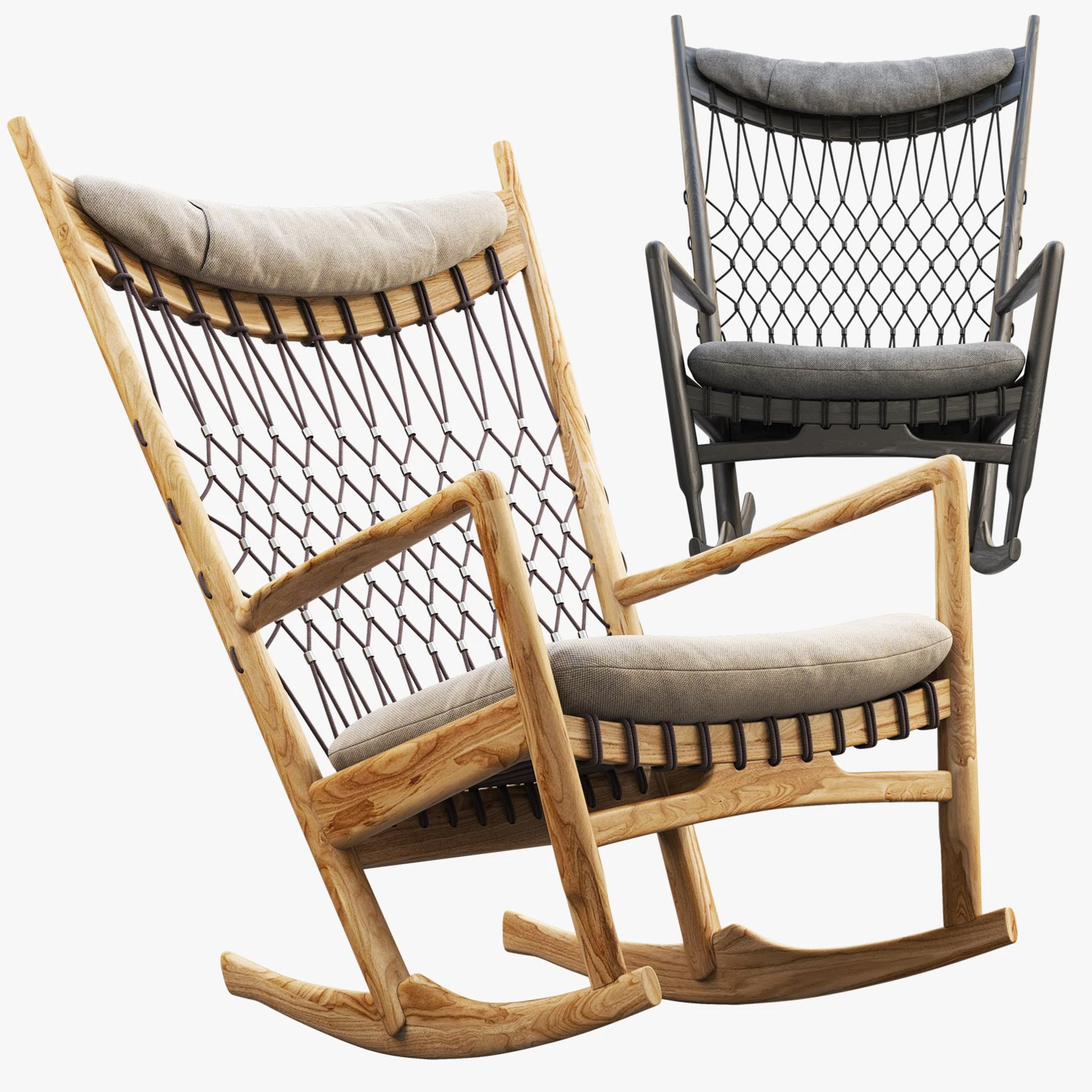 pp124 rocking chair by hans wegner 3D Model .c4d .max .obj .3ds .fbx .stl .blend 
