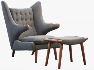 pp19 papa bear chair by hans wegner Model 3D