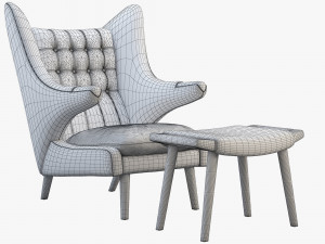 pp19 papa bear chair by hans wegner Model 3D