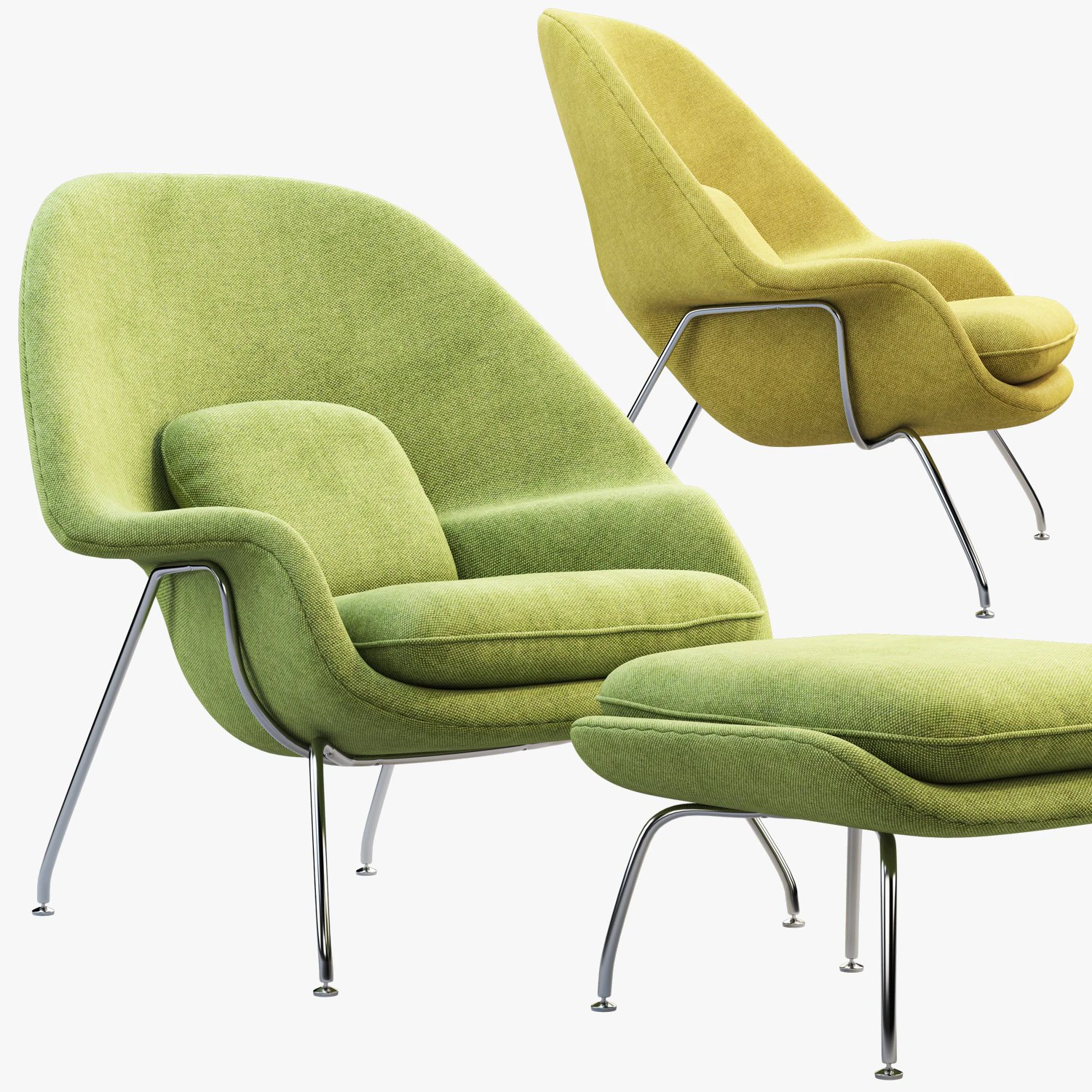womb chair and ottoman by eero saarinen 3D Model .c4d .max .obj .3ds .fbx .stl .blend 
