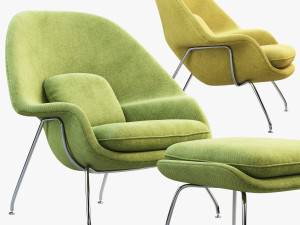 womb chair and ottoman by eero saarinen 3D 모델