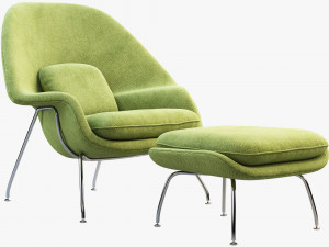 womb chair and ottoman by eero saarinen Model 3D