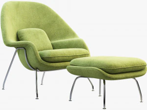 womb chair and ottoman by eero saarinen 3D Model