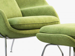 womb chair and ottoman by eero saarinen 3D Model