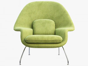 womb chair and ottoman by eero saarinen 3D Model