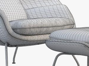 womb chair and ottoman by eero saarinen Model 3D