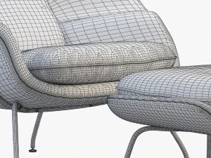 womb chair and ottoman by eero saarinen 3D Model