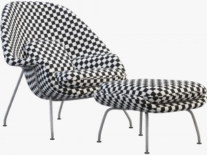 womb chair and ottoman by eero saarinen Model 3D