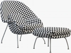 womb chair and ottoman by eero saarinen 3D Model