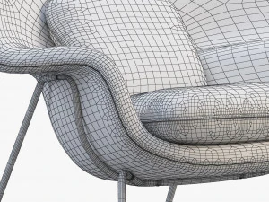 womb chair and ottoman by eero saarinen 3D Model