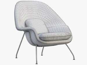 womb chair and ottoman by eero saarinen 3D Model