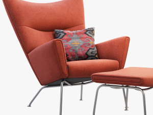ch445 wing chair by hans wegner 3D 모델
