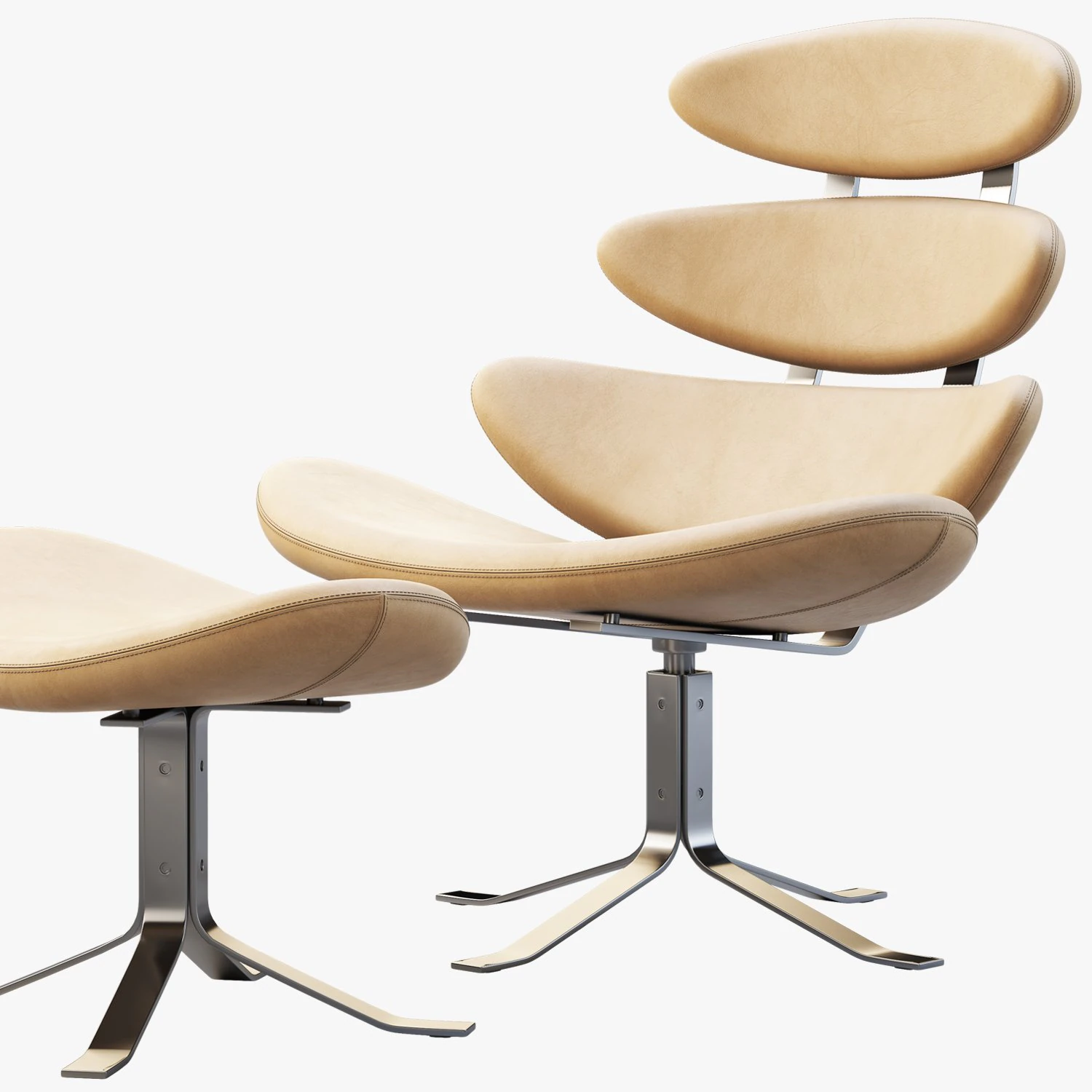 ej 5 corona chair and ottoman 3D Model .c4d .max .obj .3ds .fbx .stl .blend 