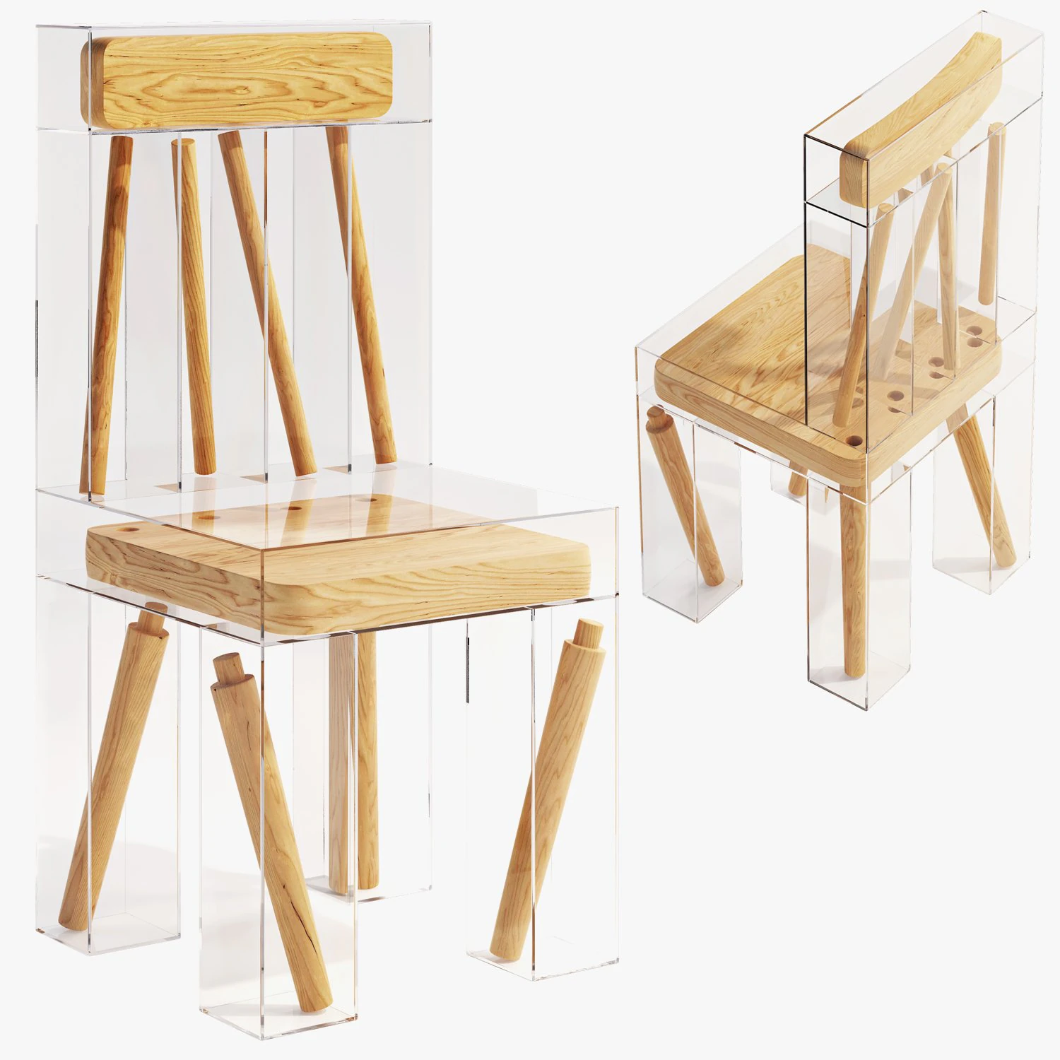 3d exploded chair by joyce lin 3D Model .c4d .max .obj .3ds .fbx .stl .blend 