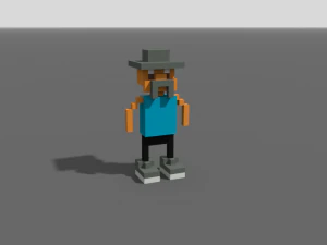 방 남자 장면 픽셀 3D 모델