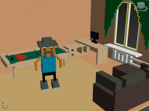 room man scene pixel 3D 模型
