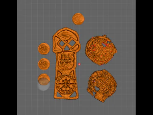 goonies inspired prop complete set cooper bones key doubloon coins and map 3D Print Model