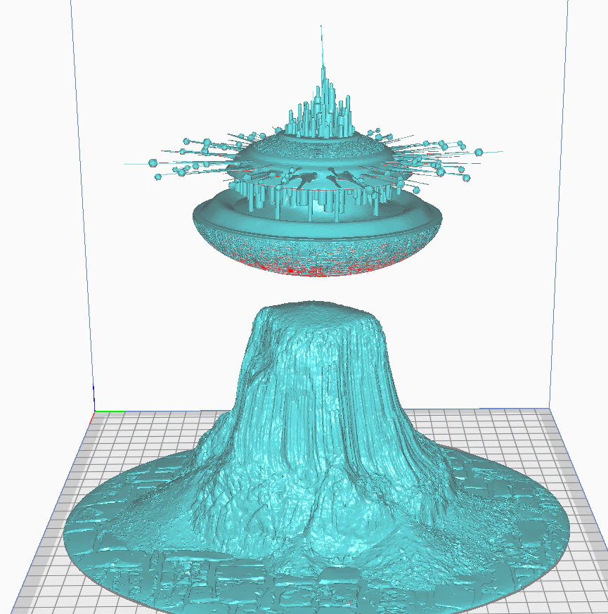 close encounters of the 3rd kind inspired devils tower and mothership 3D Print Model .c4d .max .obj .3ds .fbx .stl .blend 