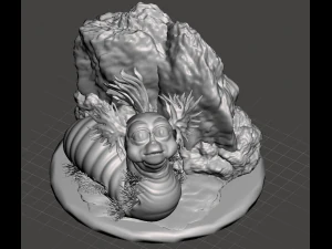 Inspired from the 1986 movie labyrinth william the ello worm with and whitout hair with base 3D Print Model
