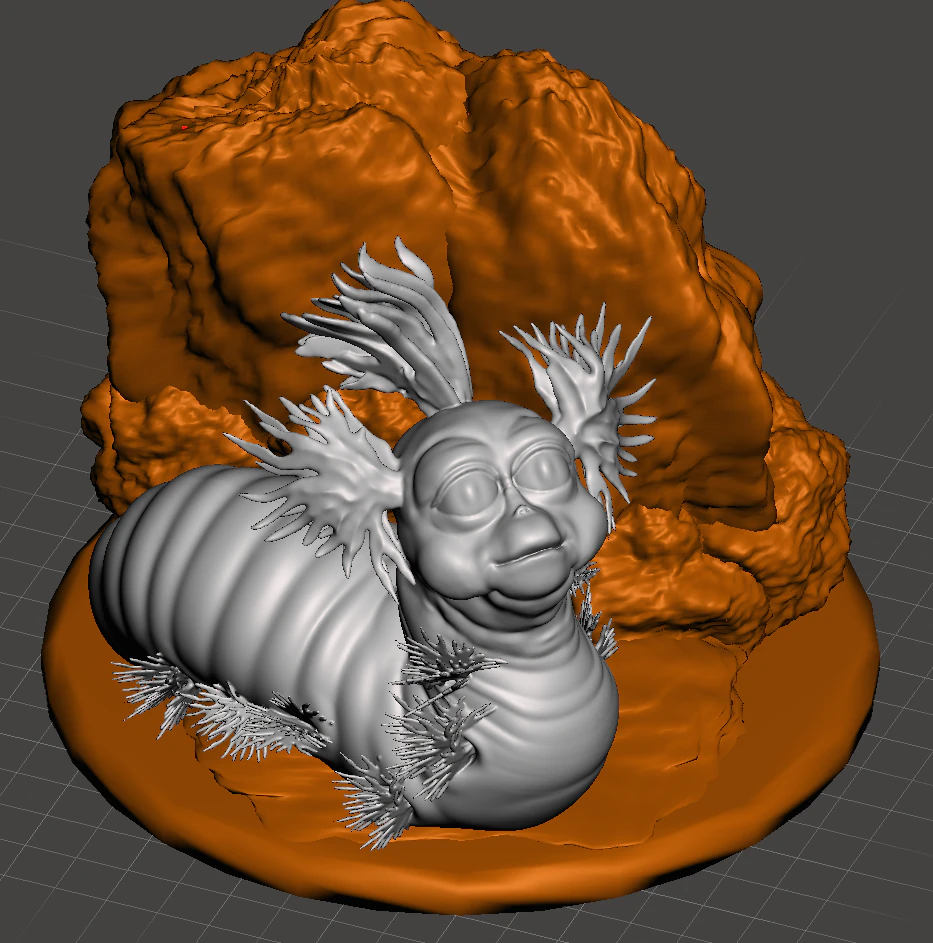Inspired from the 1986 movie labyrinth william the ello worm with and whitout hair with base 3D Print Model .c4d .max .obj .3ds .fbx .stl .blend 