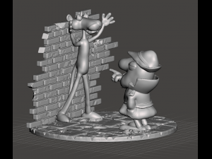 inspector clouseau searching clues and the pink panther with bases 3D 打印模型