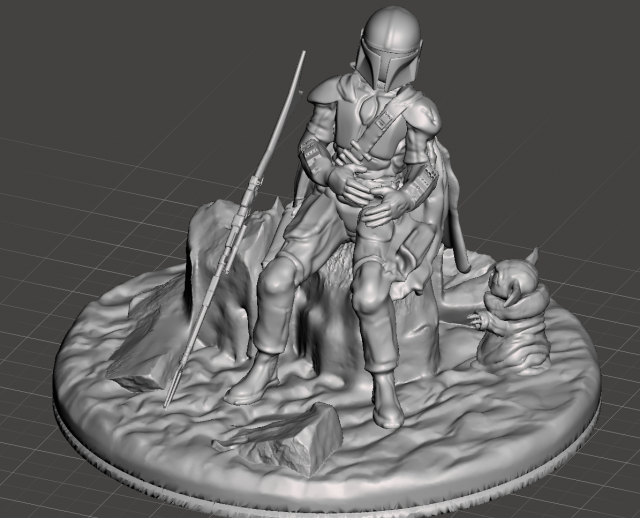 inspired tha mandalorian scene wounded mando with baby yoda trying to use the force to cure him Modelo de Impressão 3D .c4d .max .obj .3ds .fbx .stl .blend 