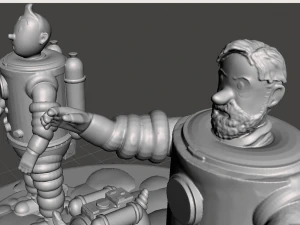 Tenten ve Ay'daki Kaşifler kitabından ve dizisinden ilham alan sahne 3D Baskı Modeli
