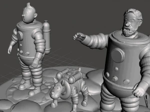 Tenten ve Ay'daki Kaşifler kitabından ve dizisinden ilham alan sahne 3D Baskı Modeli