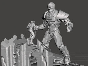 Cena inspirada em X Men Wolverine Sentinel Attack Modelo de Impressão 3D