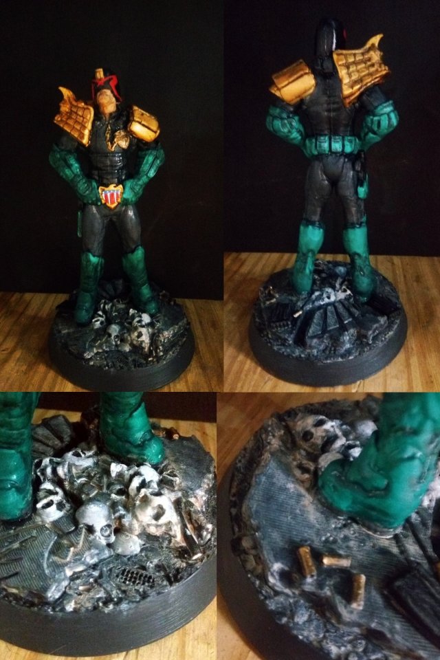 inpired judge dredd figure with base 3D Print Model .c4d .max .obj .3ds .fbx .stl .blend 