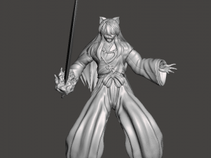 INSPIRED FIGURE OF INUYASHA WITH BASE FROM THE ANIME AND MANGA SERIES 3D Print Model