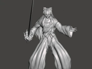GE&Iuml;NSPIREERDE FIGUUR VAN INUYASHA MET BASIS UIT DE ANIME- EN MANGA-SERIE 3D printmodel