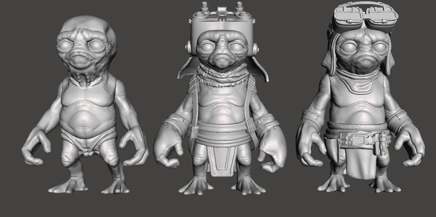 Ispirato alla saga di Star Wars e ai personaggi Mandalorian Anzellan in 3 versioni con oggetti Modello di stampa 3D .c4d .max .obj .3ds .fbx .stl .blend