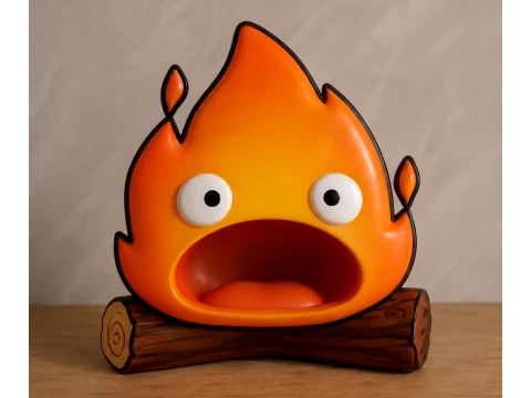 Patlamış mısır kovası de Howls Hareketli kale Calcifer Cadılar Bayramı tatlıları Kase 3D Baskı Modeli