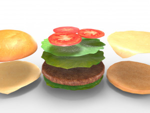 low poly hamburger 3D मॉडल