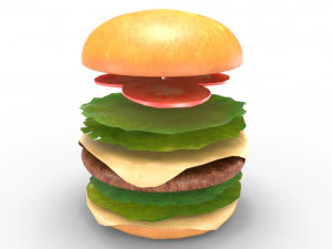 low poly hamburger 3D Model