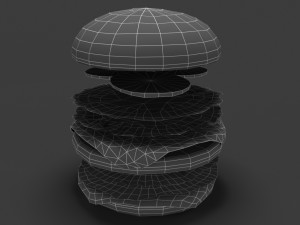 low poly hamburger 3D मॉडल