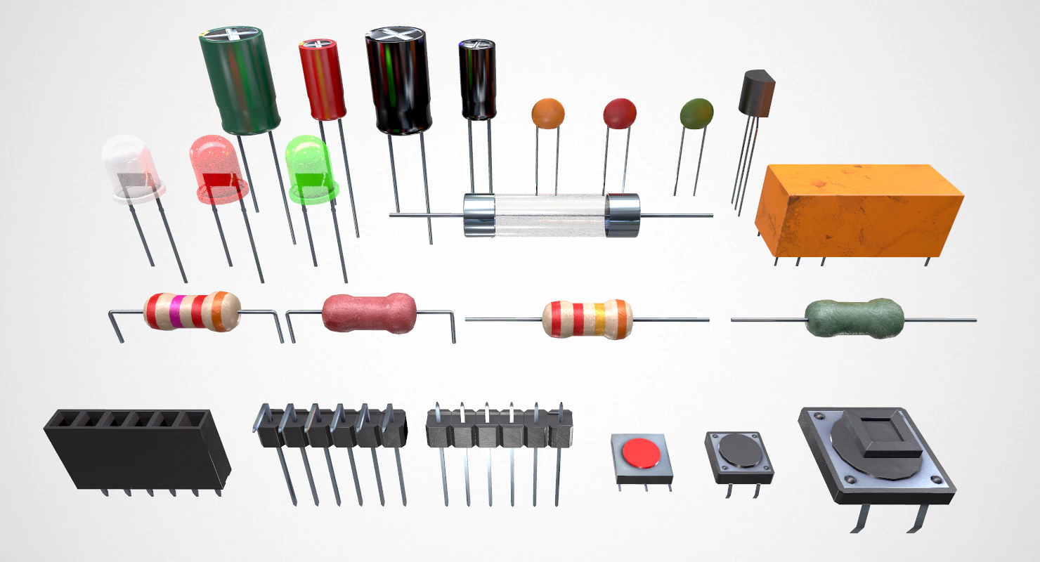 electronic components 3D Model .c4d .max .obj .3ds .fbx .stl .blend 