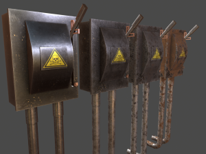 low poly electrical boxes Modello 3D