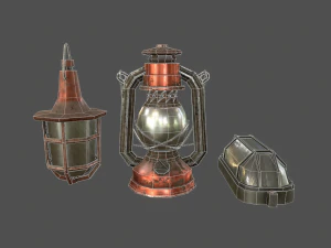 lamps set - game ready 3D Model