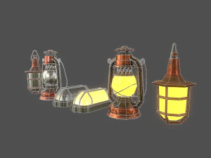 lamps set - game ready 3D Model
