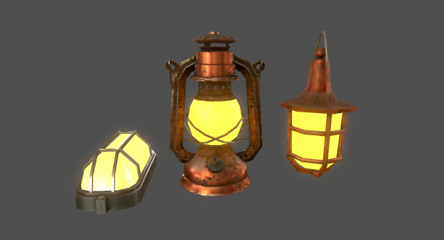 lamps set - game ready 3D Model .c4d .max .obj .3ds .fbx .stl .blend