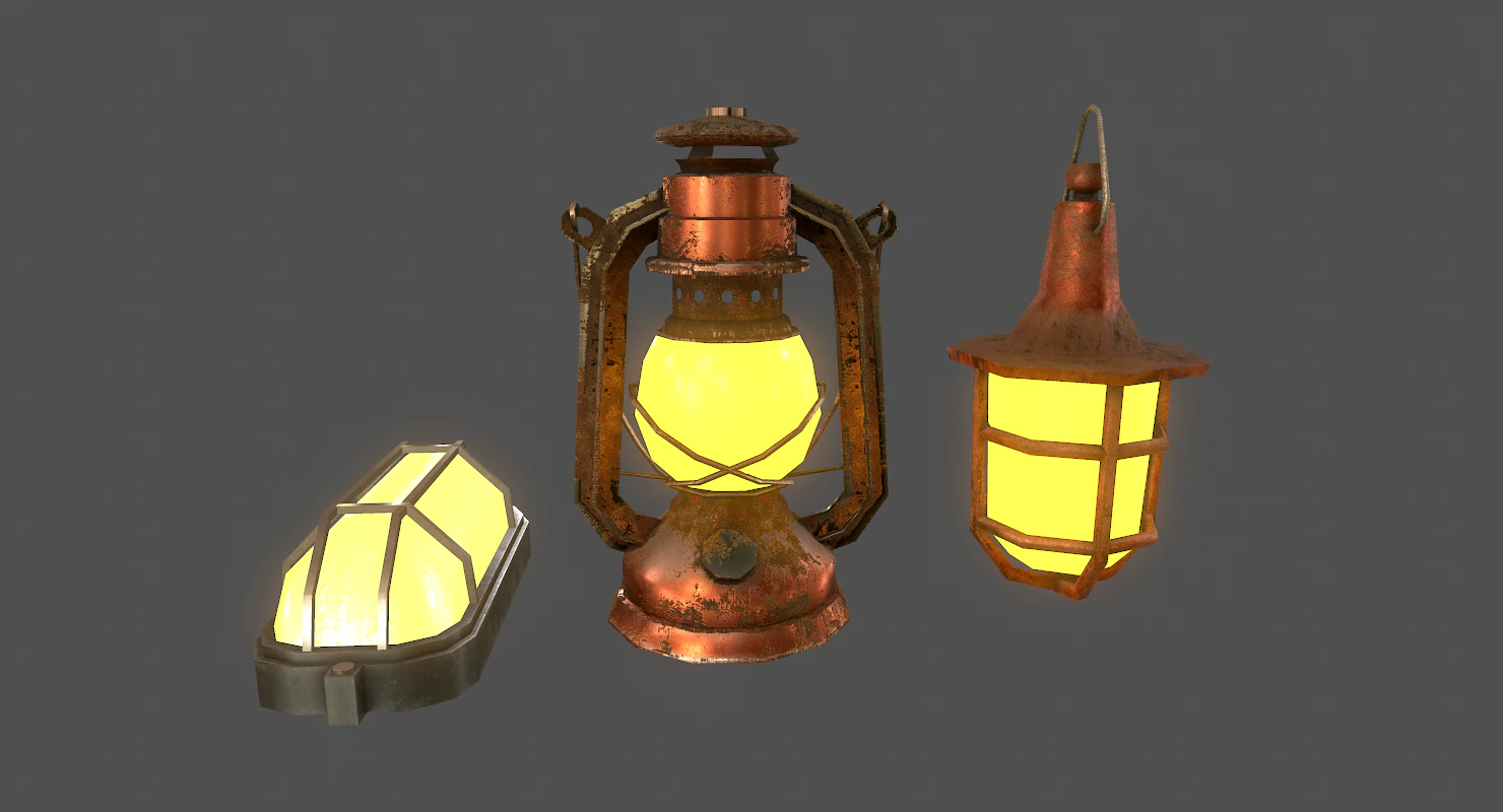 lamps set - game ready 3D Model .c4d .max .obj .3ds .fbx .stl .blend 