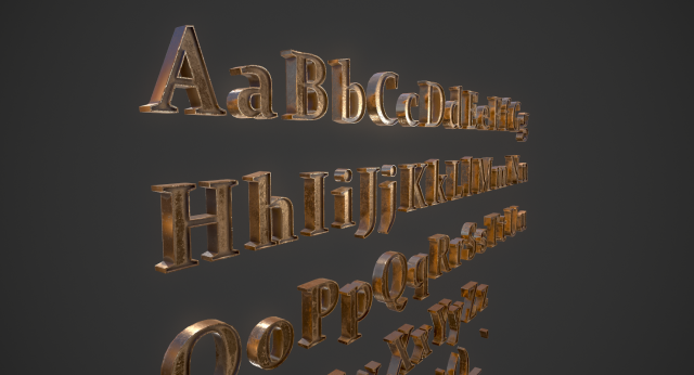 english letters - bronze 3D मॉडल .c4d .max .obj .3ds .fbx .stl .blend 