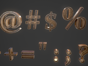 english letters - bronze 3D मॉडल