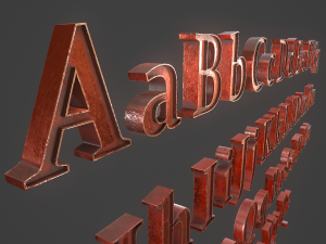english letters - copper red 3D Model