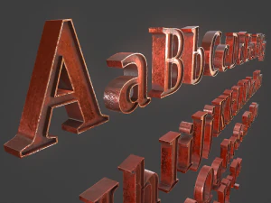 english letters - copper red 3D Model