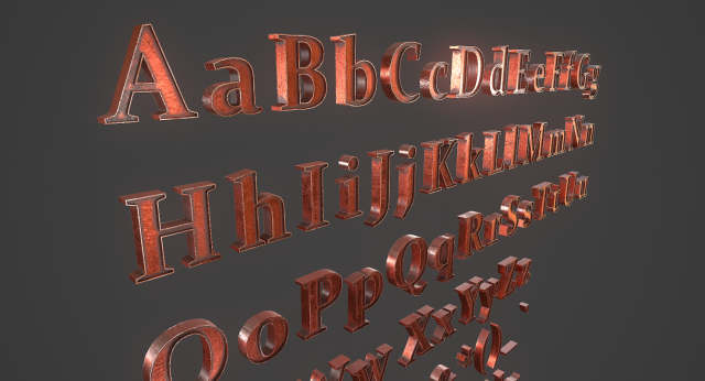 english letters - copper red 3D Model .c4d .max .obj .3ds .fbx .stl .blend 