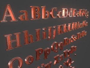 Engelse letters - koperrood 3D Model
